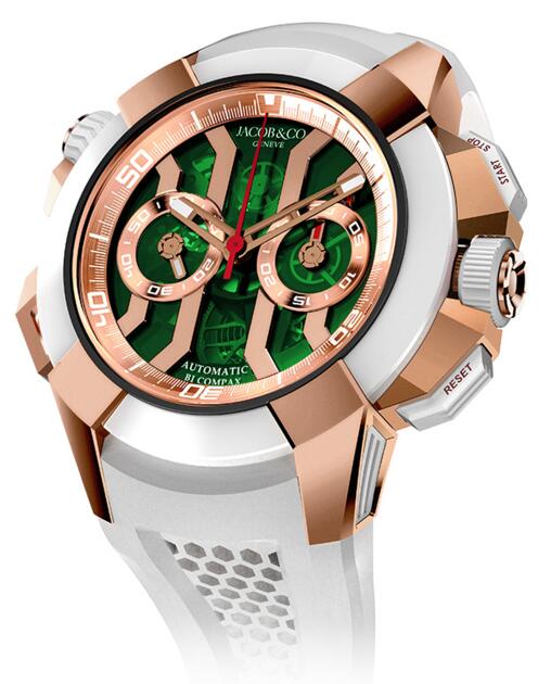 Replica Jacob & Co Epic x EC312.42.PB.GN.A Chrono Rose Gold Green Dial watch